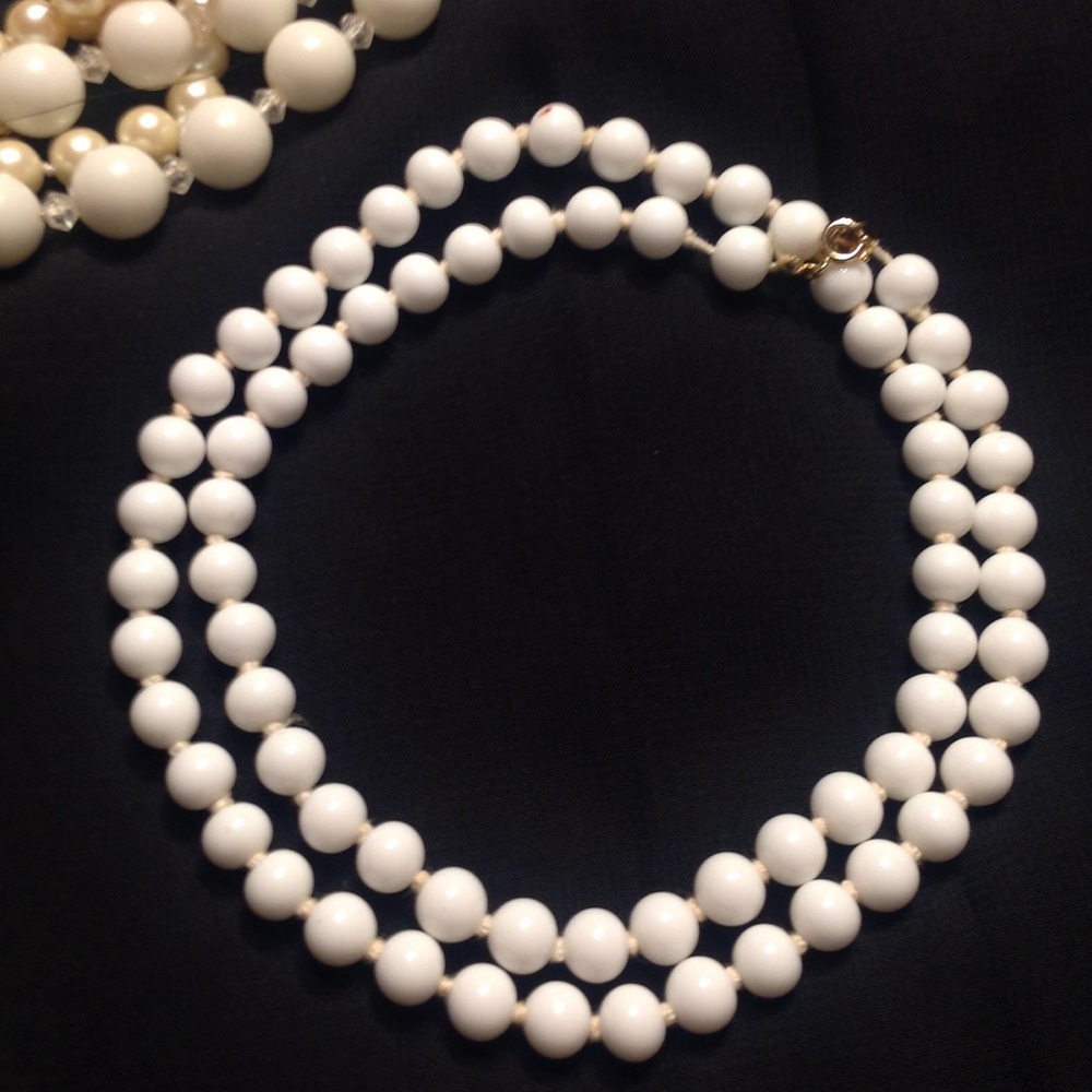 Classic White Bead Double-Strand Necklace